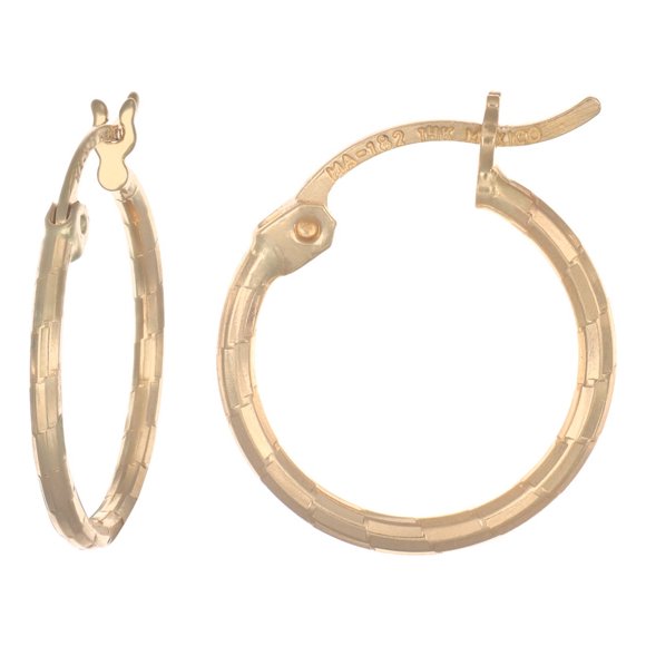 Arete Arracada Diamantada De Oro 14k Estilo Dominó, 15mm