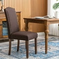 thumbnail image 4 of Snugway Dining Chair Duke Brown Upholstered Parsons Side Chairs with Nailhead Trim, Set of 2, 4 of 8