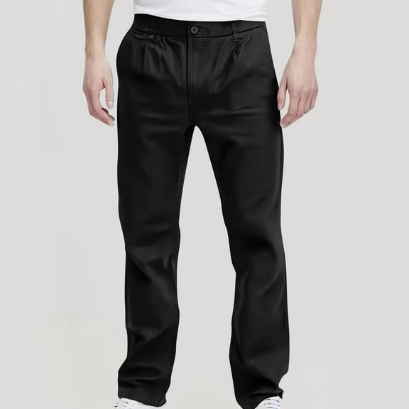 Blmnix Men Pants Dress Pants Chinos Baggy Work Pants Jean Black Long Slim Straight Low Rise Mens Casual Pants,S