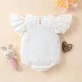 thumbnail image 4 of Newborn Baby Girls Jumpsuit Infant Fly Sleeve Ruffles Solid Color Loose Fit Adorable Bodysuit Size 12 M-18 M, 4 of 7