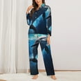 thumbnail image 2 of Fotbe Ice Blue Ocean Cute Dolphin Pattern Long Sleeve Pajama Set for Women,Sleepwear Set,2-piece Loungewear Set,Soft PJs Comfy Nightwear with Pockets -XX-Large, 2 of 7