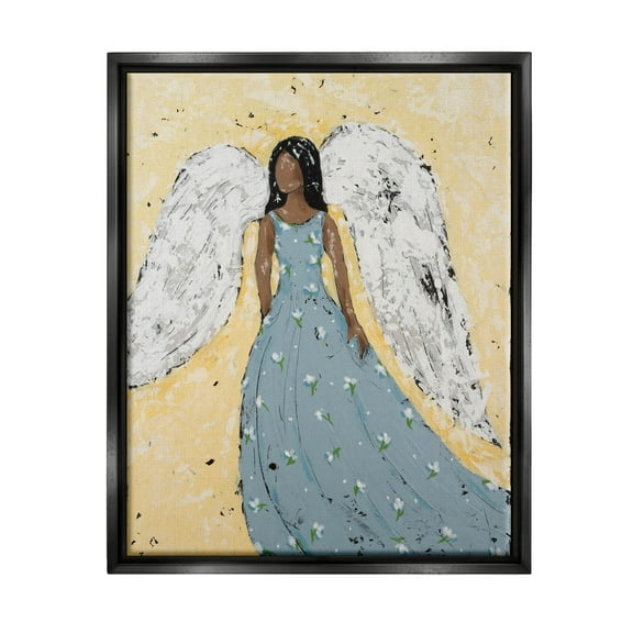Stupell Industries Beautiful Angelic Woman Painting Painting Jet Black Floating Framed Canvas Print Wall Art, Design by Jade Reynolds