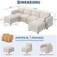 thumbnail image 2 of IdealHouse 136" Oversized Modular Sectional Sofa, U Shaped Convertible Chenille Sofa for Living Room, Apartment, Beige (4 Seater with 2 Movable Ottomans), 2 of 8