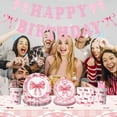thumbnail image 5 of Neoyler Bow Theme Girl Birthday Party Tableware Set with Paper Plates Paper Cups Napkins Tablecloth Suit for Sweet and Elegant Gatherings Supplies 150 Pieces Include, 5 of 6