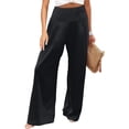 thumbnail image 2 of Women's Palazzo Lounge Pants Wide Leg High Waist Pull-On Flowy Toursers with Pockets L, 2 of 5