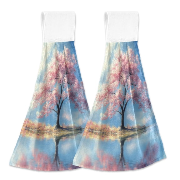 BZSMCE Hanging Hand Towels Fashion Skyward Journey Pattern 2-Pack - Velcro Style Bathroom Kitchen Towels
