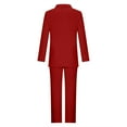 thumbnail image 4 of Scyoekwg Two Piece Blazer Outfits Women Business Office Work 2 Piece Sets Long Sleeve Tops Suit Pants 2 Casual Matching Outfits Fashion Two Piece Set Lounge Set (Red,XXL), 4 of 5
