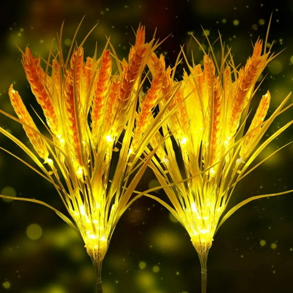 Rirool LED Wheat Ear Solar Lights for Outside, Waterproof Garden Stake Lights, Outdoor Decor Lamp for Patio Backyard Pathway - 2 Pack