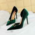 thumbnail image 3 of Zapatos de tacón alto de gamuza Xishi con punta puntiaguda y abertura lateral para mujer, estilo banquete, nuevo estilo, 3 of 5