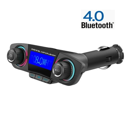 Eincar Bluetooth FM Transmitter for Car Supports Music Transmission Bluetooth Caller Number With 1.2 Inch LED Screen AUX Input Output Dual USB Charing Port TF Card U Disc (Best Full Screen Caller)
