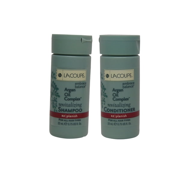 La Coupe Argan Oil Complex Revitalizing Shampoo and Conditioner Lot of 18 each (9 of each) 0.75oz bottles