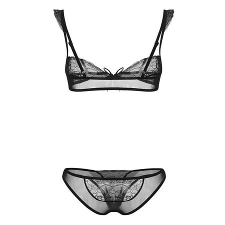 Upioiwer Nighty For Women Sexy Bras For Women Naughty New Women Plus Size Lace Lingerie Bra+Thong Underwear Set Black Sleepwear Adore Me Lingerie Home Wear  Lace Lingerie Set For Women Corset
