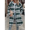 thumbnail image 4 of PRETTYGARDEN Womens Plaid Shacket Jacket Fall Fashion Long Sleeve Button Up Flannel Shirt Winter Clothing Woolen Coats, 4 of 6