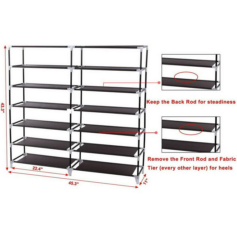 Ktaxon 6 Tiers 36 Pairs Shoe Rack Shoe Shelf Shoe Storage Cabinet Organizer  Space Saving Shoes Tower with Dustproof Cover Closet for Entryway Bedroom