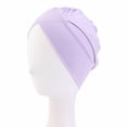 thumbnail image 4 of Uooqdmx Head Wraps for Women, Turbans for Women, Pre Tied Head Scarf for Women, Women Muslim Turban Solid Hair Bonnet Head Scarf Wrap Cover, Chemo Headwear for Women, Purple One Size, 4 of 4