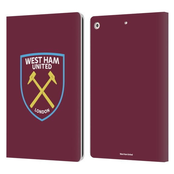 Head Case Designs Officially Licensed West Ham United FC Crest Full Colour Leather Book Wallet Case Cover Compatible with Apple iPad 10.2 2019/2020/2021