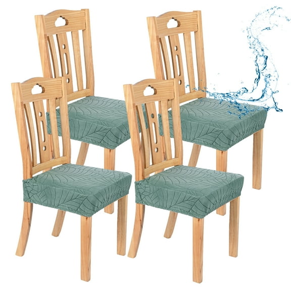 Uxcell 4-Pack Waterproof Dining Chair Covers, Stretch Jacquard Dining Room Seat Covers Removable Washable Chairs Cushion Slipcovers Protector for Kitchen/Home/Banquet [Green]