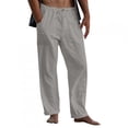 thumbnail image 2 of SDNall Mens Cotton Linen Drawstring Pants New Linen Pants Drawstring Elastic Solid Color Loose Casual Trousers Linen Pants Men (Gray,Sizes:S-5XL), 2 of 9