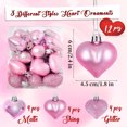 thumbnail image 2 of 12 Pcs Pink Heart Shaped Ornaments Christmas Tree Hanging Decorations Valentines Heart Shaped Baubles Ornaments Valentines Day Decor for Wedding Anniversary Party Supplies Home Tree Decorations, 2 of 8