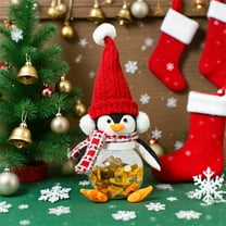 Christmas Penguin Candy Jar - Cute Figurine Doll Decoration for Holiday, Jar Stores Candies, Durable Material, Festive Penguin Design, Perfect for Christmas Home Decor & Candy Storage, A