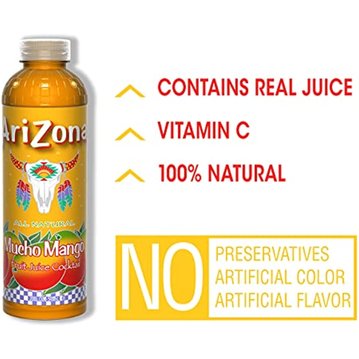 AriZona Mucho Mango Juice Drink, 20 Fl Oz (Pack of 24)