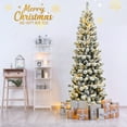 thumbnail image 2 of Patiojoy 8FT Pre-lit Snow Flocked Christmas Pine Tree, Hinged Artificial Xmas Tree W/ 350 Remote-controlled Multi-Color LED Lights, 2 of 10