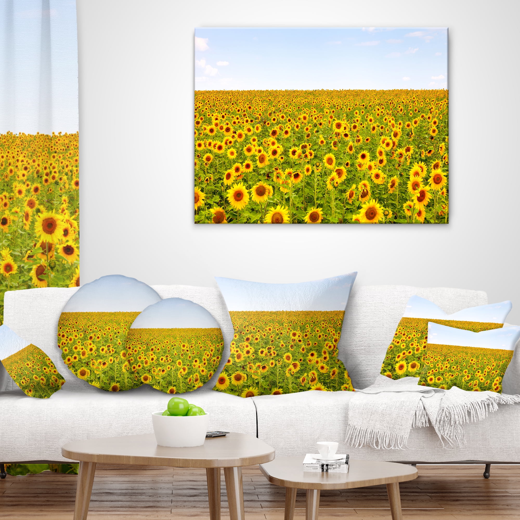 Designart Beautiful Sunflowers Garden - Floral Throw Pillow - 12x20