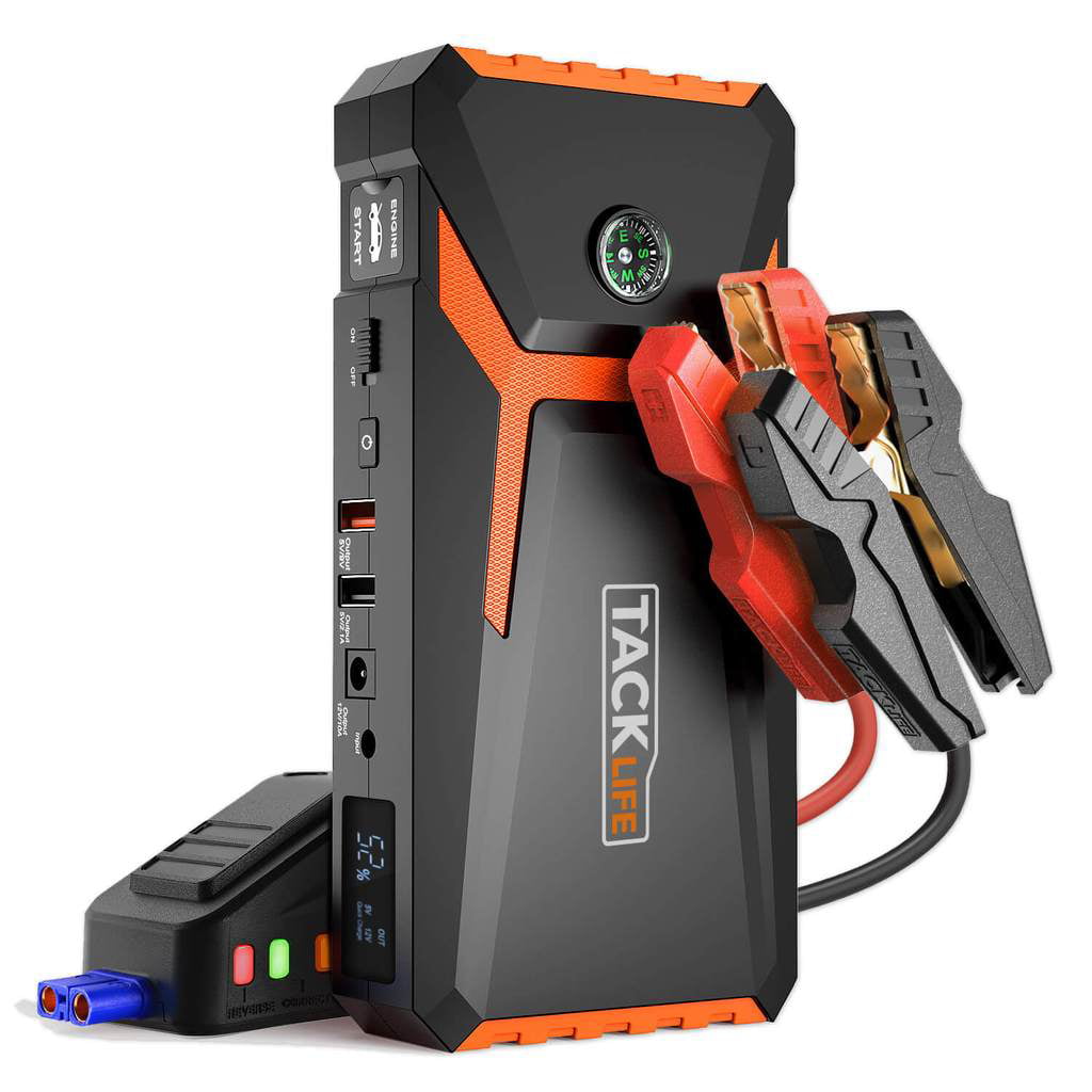 Up to 6.5L Gas or 5.5L Diesel Jump Starter by Spacekey and LED Flashlight Phone Charger 800A Peak 18000mAh Portable Car Jump Starter Power Pack with Built-in Dual Output Auto Battery Booster 