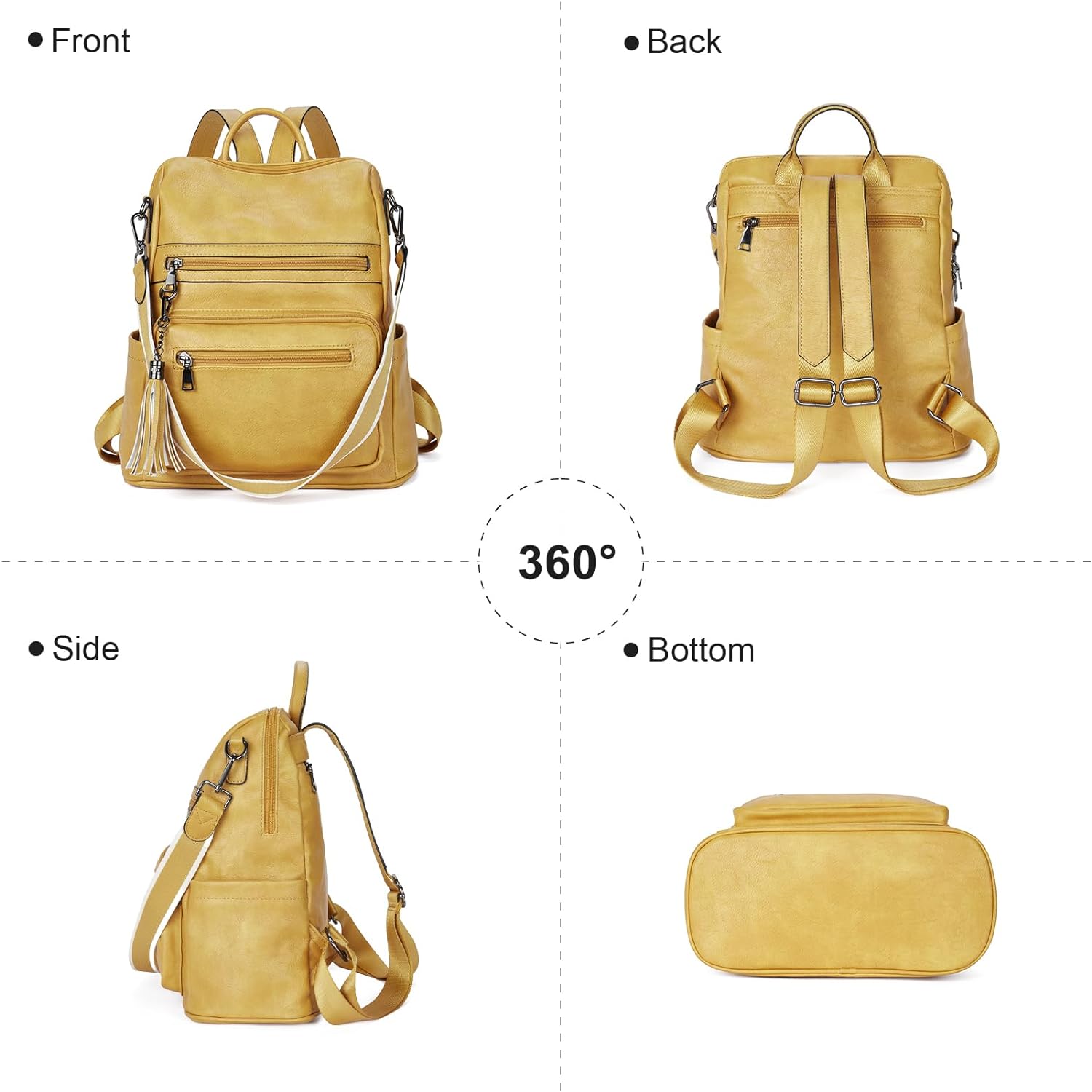 Womens Backpack Purse Vegan Leather Large Travel Backpack 
