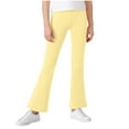 thumbnail image 3 of Hurxie Girl's Flare Leggings with Pockets High Waisted Bootcut Yoga Pants Kids Dance Bell Bottoms Leggings Yellow,9-10 Years, 3 of 6