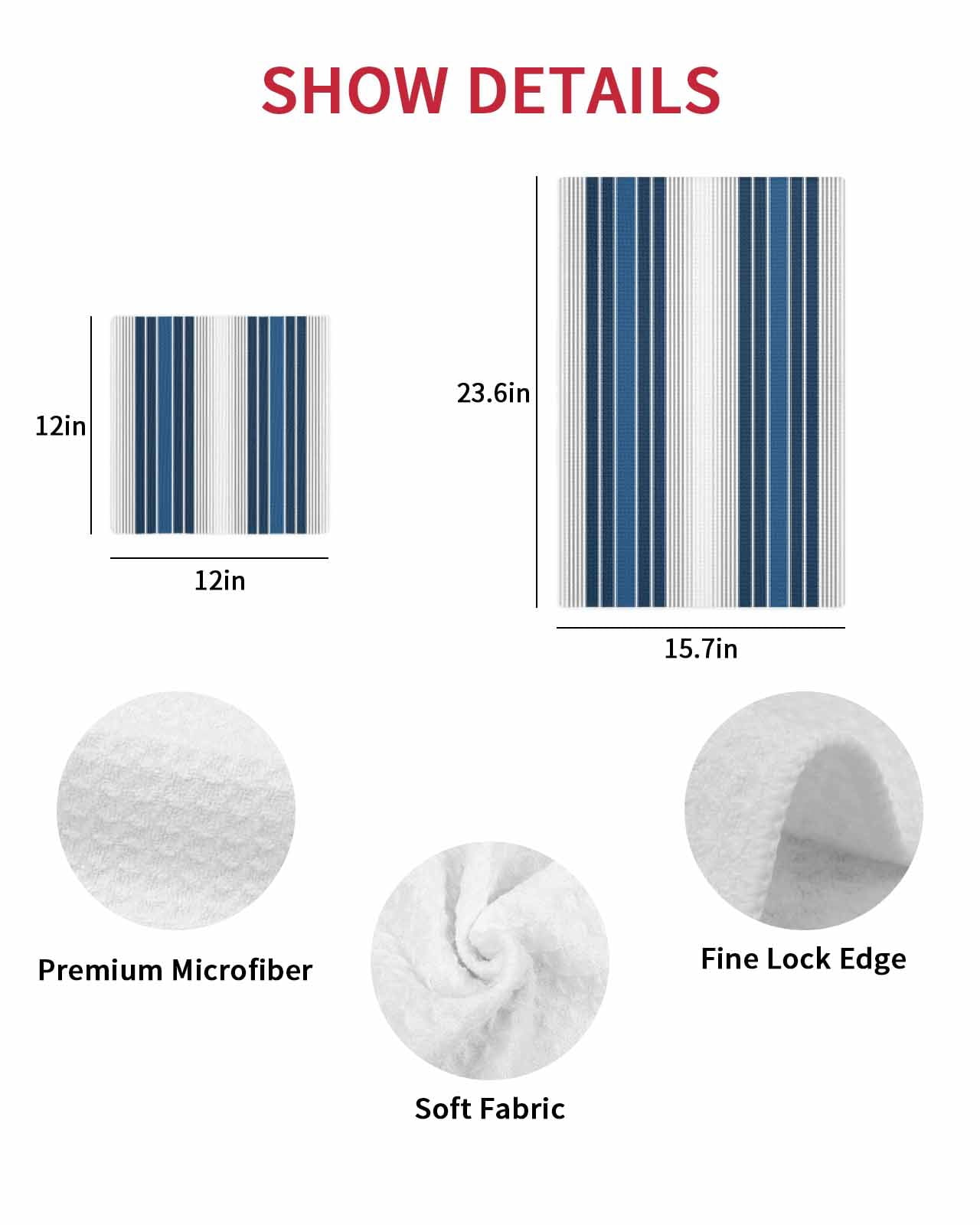 Lake Blue Stripes Kitchen Dish Towels for Drying Dishes Set of 4, Minimalist Abstract Vertical Lines Waffle Weave Microfiber Terry Hand Tea Bathroom Towels Quick Dry & Absorbent Towel 15.7x23.6