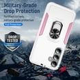 thumbnail image 6 of Hybrid Rugged Case for Samsung Galaxy S24 Phone, Military Grade Heavy Duty Shockproof Rotatable Magnetic Ring Holder Kickstand Armor Dual Layer Cover for Galaxy S24, White, 6 of 10
