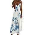 thumbnail image 2 of Viikei Women Dress Summer Maxi Dresses,Fashion Women Summer Casual Solid V-Neck Camis Sleeveless Long Dress Blue S, 2 of 5