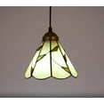 thumbnail image 4 of FSLiving Green Leaf Pattern Beige Glass Handmade Lampshade For Wall Sconce Pendant Light Hanging Lamp Replacement Modern Design - 1 Pack, 4 of 7