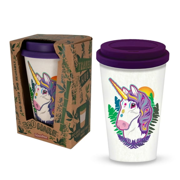 Ecoware Reusable Travel Mug - Unicorn from Deluxebase 400ml Eco-Friendly Bamboo Coffee Mug
