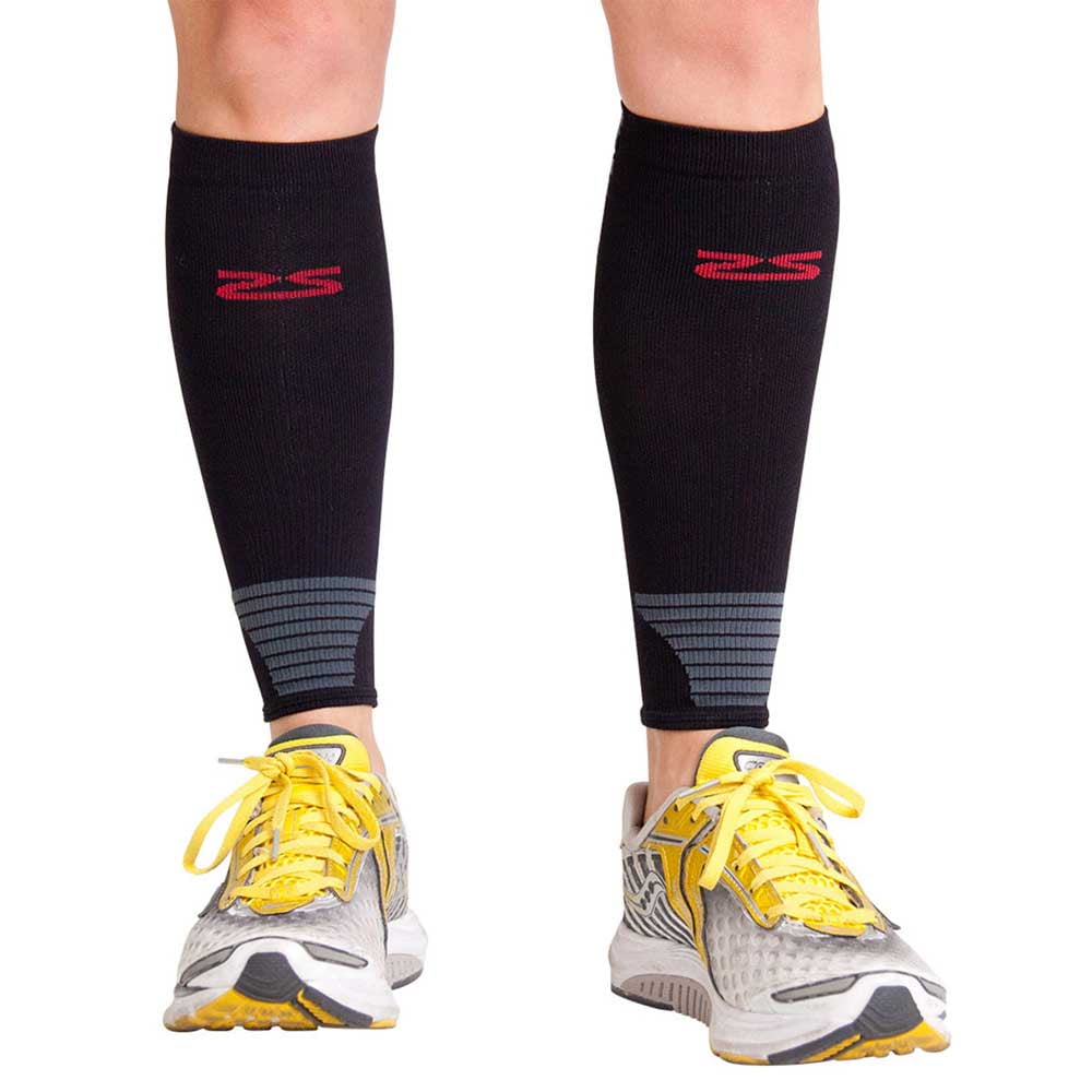 Pair Zensah Leg Sleeves Shin Splint Running Compression Calf Sleeves Black 