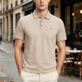 thumbnail image 2 of Liweisiy Short Sleeve Shirts For Mens Lapel Collar Embroidery Breathable Lightweight Tees Daily Golf Sports Shirts Khaki 3XL, 2 of 7