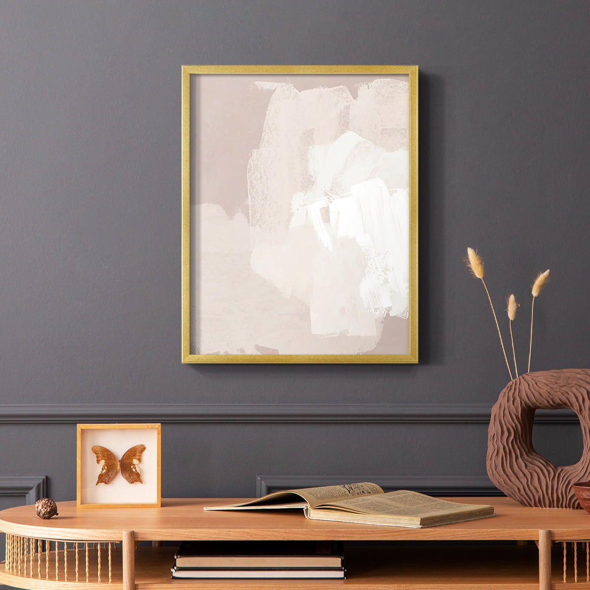 Cloud Slate II Framed Print in Gold Solid Wood Framed Print No Nail Hanging