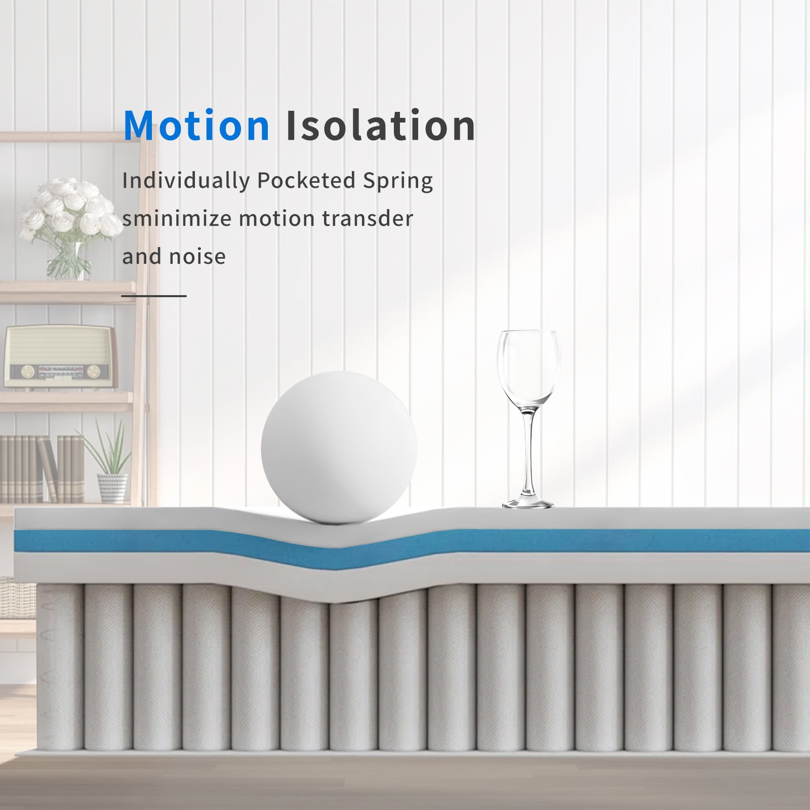 BMMB Full Size Summer Cooling Breathing Mattress, 12'' Medium Firm Comfortable Hybrid Innerspring and Memory Foam Mattress