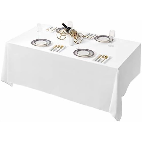 White Rectangle Tablecloth 90 x 132-inch Rectangular Polyester Table Cloth for Weddings, Banquets, or Restaurants