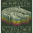 thumbnail image 2 of Junior's Star Wars: A New Hope Millennium Falcon Retro Rainbow Stack Festival Muscle Graphic Crop T-Shirt Pine Green Heather Medium, 2 of 4