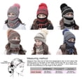 thumbnail image 2 of Hat Female Winter Warm Woolen Hat Warm Cute Female Hat Three-piece Ear Protection Knitted Hat(dark blue), 2 of 3