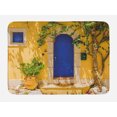 thumbnail image 1 of Yellow and Blue Bath Mat, Traditional Greek House Door with Flowers and Tree Mediterranean Scenery, Non-Slip Plush Mat Bathroom Kitchen Laundry Room Decor, 29.5 X 17.5 Inches, Multicolor, Ambesonne, 1 of 2
