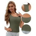 thumbnail image 3 of Unique Bargains Women's U Neck Tank with Built-In Bras XL Dark Green, 3 of 6