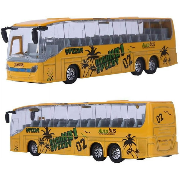 Juguete de autobús de aleación de simulación, modelo de autobús de aleación fundida a presión, juguete de coche con luz y música para niños, niños y niñas, amarillo