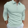 thumbnail image 2 of JTieacloth Button Casual Tee Collared Men New Striped Zipper Shirt Lapel Shirt Long Sleeved T Shirt Autumn And Winter Business Casual Jacket Green S, 2 of 5