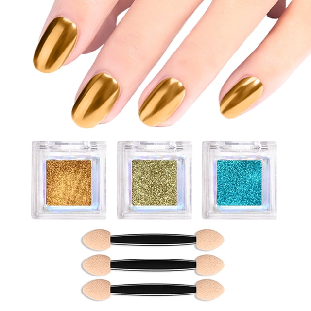 Polvo de uñas efecto espejo de metal holográfico aurora pigmento camaleón, gel para decoración de uñas polvo de espejo mágico sólido