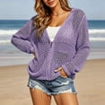 thumbnail image 2 of CAIXIA Womens Crochet Lightweight Cardigans Zip Up Hooded Long Sleeve Knit Sweaters Mesh Beach Swim Cover Up, 2 of 9