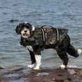 thumbnail image 2 of IBaodan Dog Life Jacket Floating Vest, Reflective Pet Dog Swimsuit Adjustable Dog Life Vest for Small Medium Large Dogs Swimming Surfing (Black- S), 2 of 5