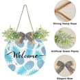thumbnail image 2 of SKYSONIC Blue Pineapple Welcome Sign Front Door Decor Round Door Hanging Sign Porch Decorations for Farmhouse Summer Holiday Fall Halloween Christmas - 12x12 inch, 2 of 7